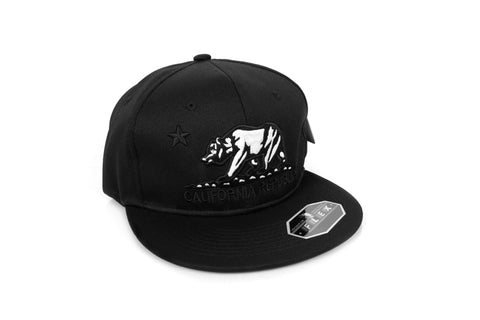 Snapback Cap - California Republic Bear, Black White Bear