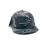 Snapback Cap USA Flag Map, Black Camo