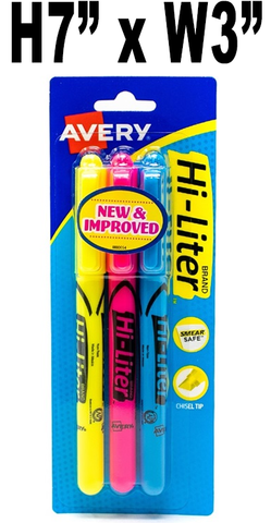 Stationery - Avery Pen Hi-Liter Multi-Color, 3 Pk