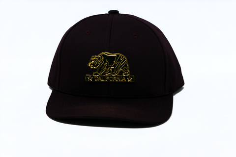 Snapback Cap Gold California Bear, Wine