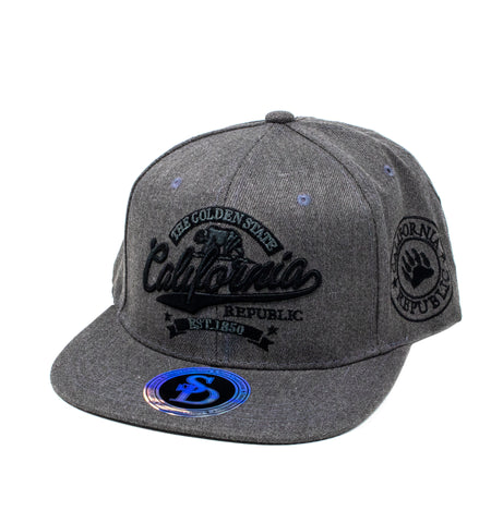 Snapback Cap - The Golden State California, Charcoal