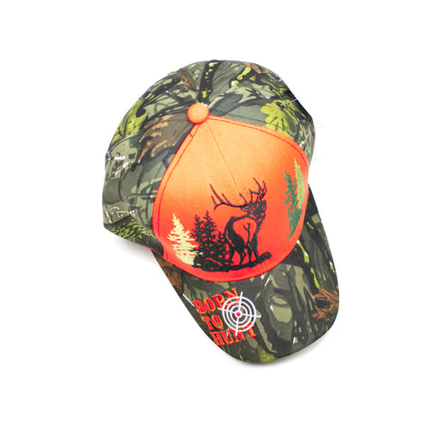 Baseball Cap - Born to Hunt Orange Deer Tree