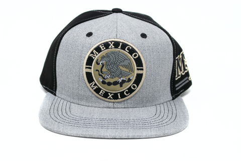 Snapback Cap - Mexican Coat of Arms Patch, Gray
