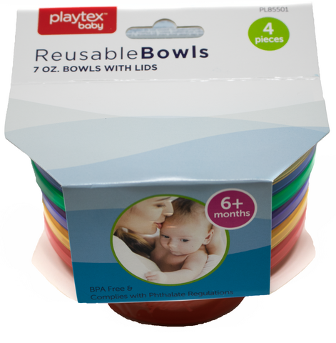 Baby Supplies - Playtex Reusable Bowls w/Lids, 4 Pk