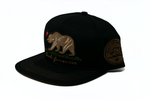 Snapback Cap -  Large Cali Bear Red Star, Black