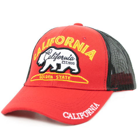 Baseball Cap - California Golden State Trucker, Red