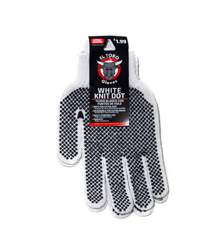 El Toro Gloves - White Knit Dot LG