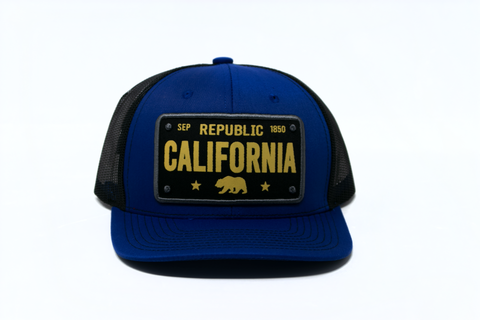 Snapback Cap Republic California License Plate Patch Trucker, Royal Blue