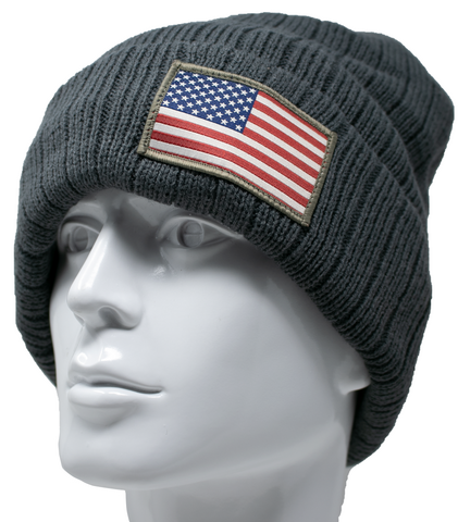 Beanie - USA Patch Dark Grey