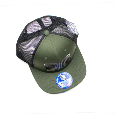 Snapback Cap - Trucker Metallic Flag Dark Green