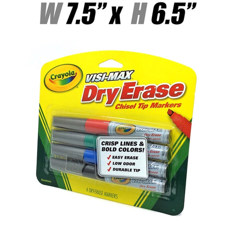 Stationery - Crayola Visi-Max Dry Erase Chisel Tip Markers, 4 Pk