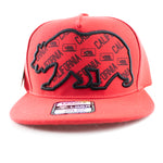 Snapback Cap - California Big Bear Patch, Red