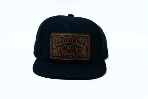 Snapback Cap California Leather Patch, Navy