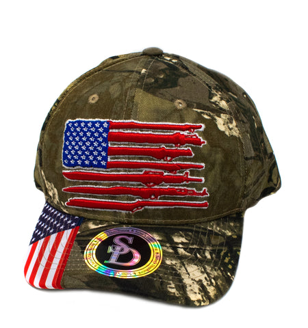 Baseball Cap Rifle Flag, Camo (adjustable)