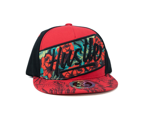 Snapback Cap -  Tropical Hustle, Red and Black