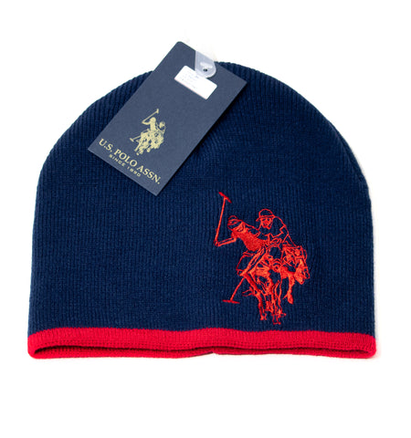 Beanie U.S. Polo Assn. Double Horse Red Patch
