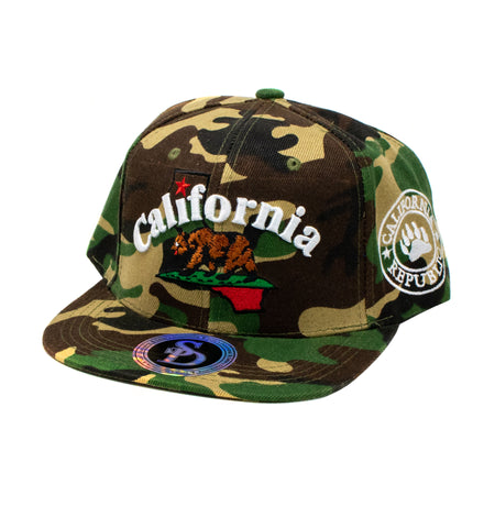 Snapback Cap - California Bear, Camo