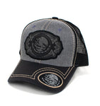 Mexico Coat of Arms Patch Baseball Cap, Light Grey w/Black Leather Bill