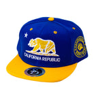 Snapback Cap - California Republic Bear, Royal Blue w/Golden Yellow Brim