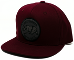 Snapback Cap California Republic Round Patch, Maroon