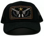 Baseball Cap Western Patch Revolver, Black