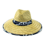 Straw Lifeguard - Tropical Band w/Tropical Print Under Brim