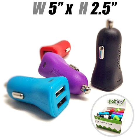 #24913 Hottips Tray Pack Dual USB Car Charger 2.1A, 16 ct