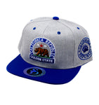 Snapback Cap - California Republic Golden State, Grey w/Royal Blue Brim