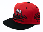 Snapback Cap - Cursive California Republic Bear Red w/Black Brim