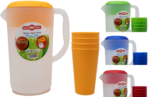 2 1/4 qt. Pitcher w/Cups 4 Colors