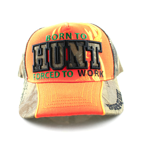 Baseball Cap - Born to Hunt Camo Orange