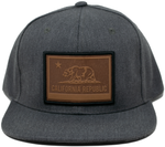 Snapback Cap California Republic Brown Rubber Patch, Dark Heather Grey