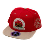 Snapback Cap - California Republic Golden State, Red w/Khaki Brim