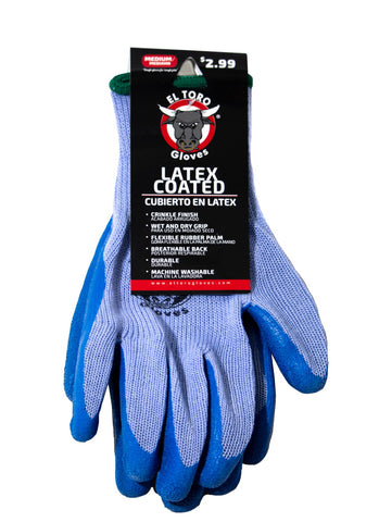 El Toro Gloves - Latex Coated Blue Grip M