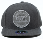 Snapback Cap California Republic Circle Patch, Heather Grey