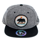 Snapback Cap - California Round Patch, Black Twill w/Black Bill