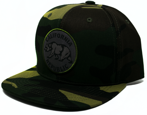 Snapback Cap California Republic Round Patch, Camo