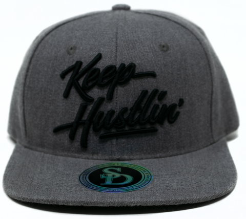 Snapback Cap Keep Hustlin', Heather Grey