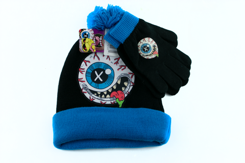 Madballs Hat & Glove Set, Black and Blue