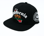 Snapback Cap - California Bear on State Outline, Black