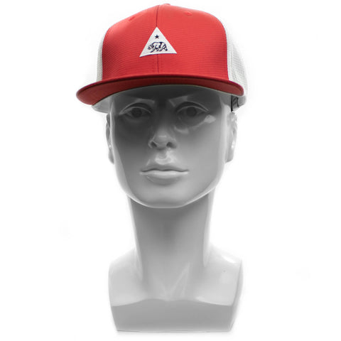 Snapback Cap - Triangle Bear Patch Mesh, Red