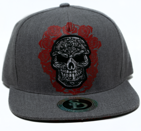 Snapback Cap Sugar Skull, Grey