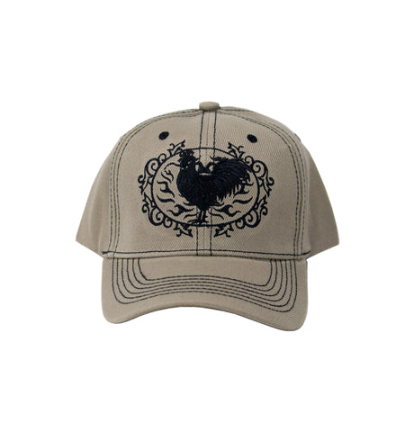 Baseball Cap - Khaki w/Black Rooster