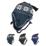 Helmet Hat with Strings Snowflake - Tassel/Pom Assorted, Adult
